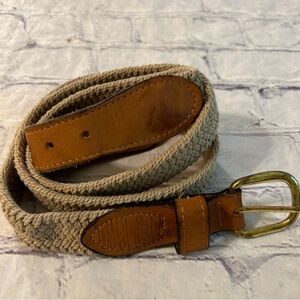 VINTAGE ZEP-PRO TAN/BROWN WOVEN STRETCH MENS USA MADE BELT BRASS BUCKLE SIZE 42